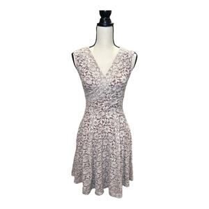 Anthropologie Maeve V Neck Sleeveless Fit & Flare Floral Lace Mini Dress Size XS